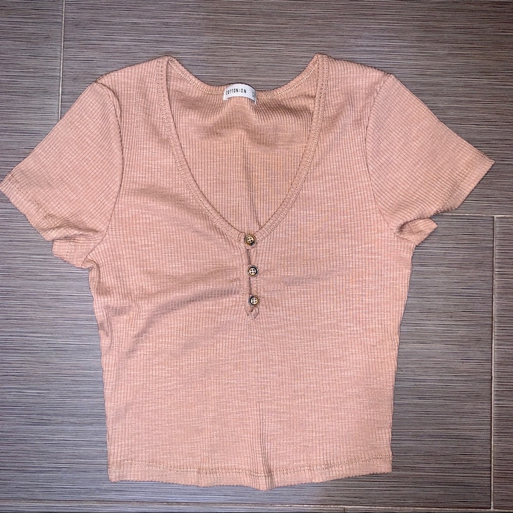 Cotton On Tan Short Sleeve Crop Top